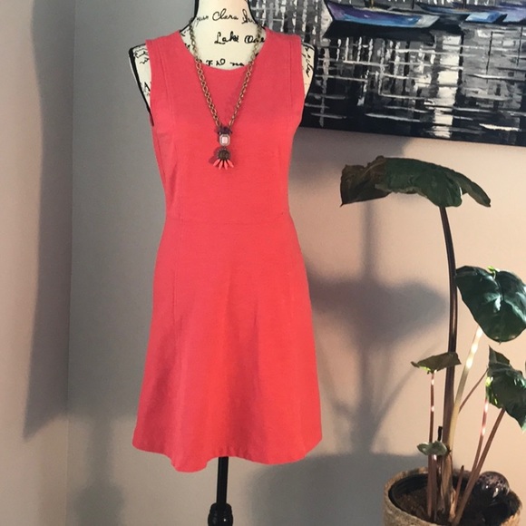 J. Crew Sleeveless salmon color, stretchy, springy, flare dress sz 4 - Picture 3 of 10